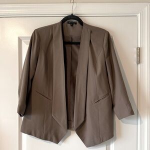 For Cynthia taupe collarless blazer - size small